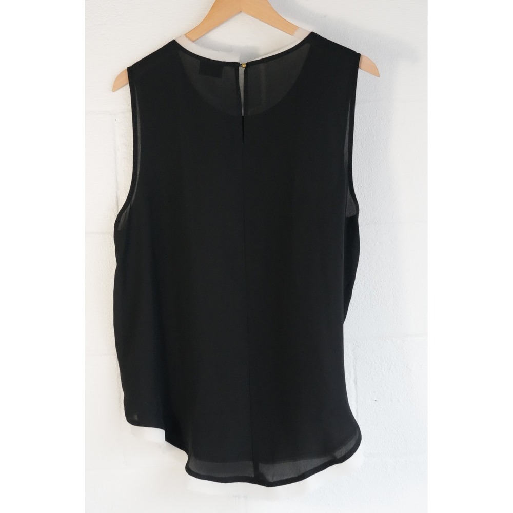 Who What Wear Womens Sleeveless Layered‎ Blouse Black White Medium Keyhole Back - Picture 6 of 9